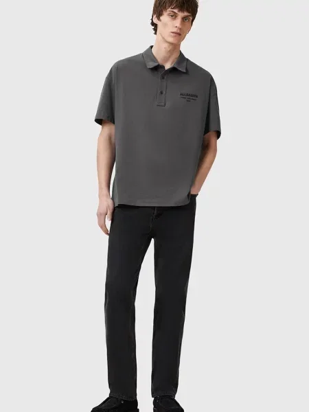 Однотонное поло Allsaints серое