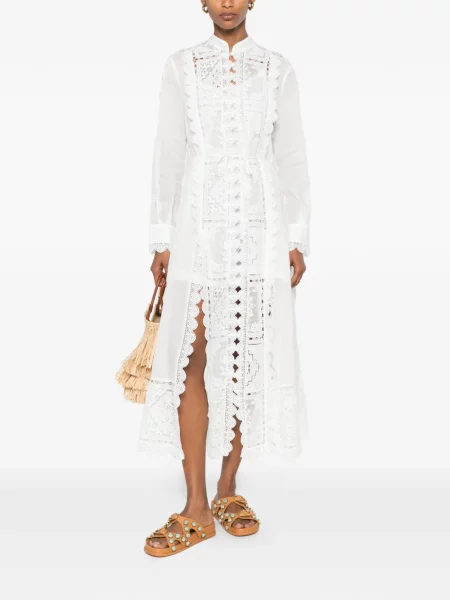 Rochie midi Zimmermann cu broderie alb