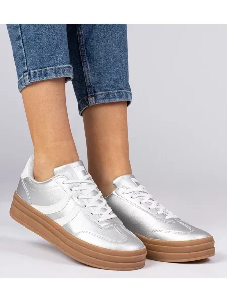 Sneakerși D/ceo cu platformă argintiu