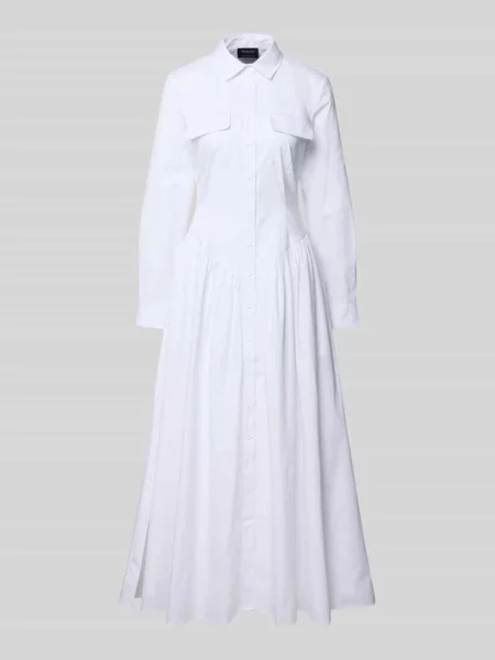 Sukienka wieczorowa z listwą guzikową model ‘AGATHA’ Bardot biała