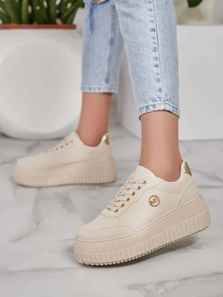 Sneakerși Resti cu platformă maro