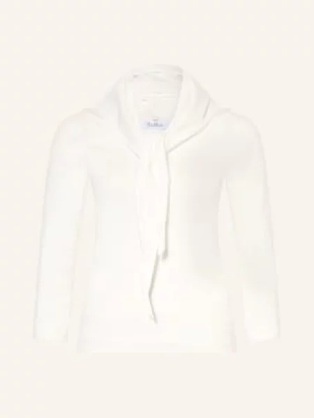 Max Mara Sweter Fenice Z Rękawami I Odpinanym Trójkątnym Szalem weiss biały