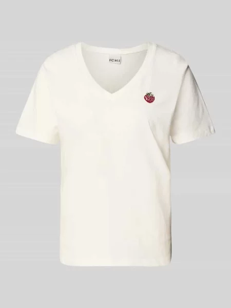 T-shirt z wyhaftowanym motywem model ‘KENNEDY’ Ichi biała