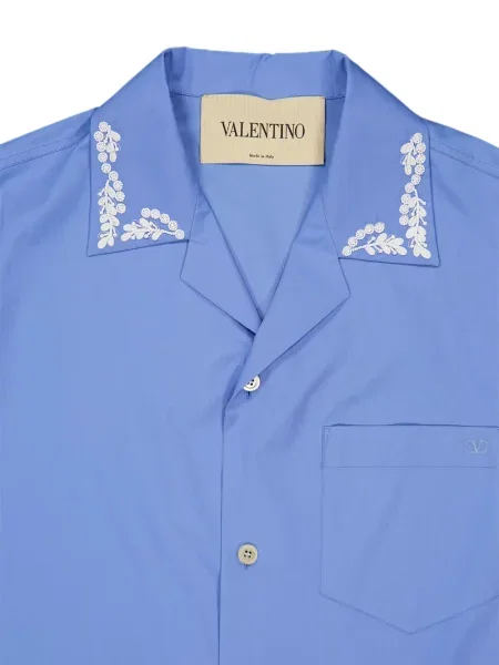 Къс риза Valentino Garavani бродирана на цветя синьо