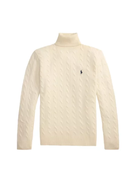 Sweter z golfem Ralph Lauren z kaszmiru beżowy