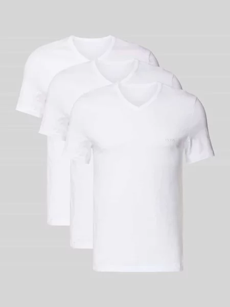 T-shirt z dekoltem w serek w zestawie 3 szt. model ‘Classic’ Hugo Boss