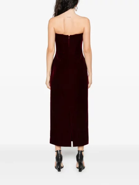 Rochie midi Mugler de catifea până la genunchi de costum roșu