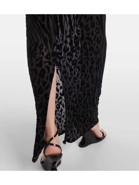 Rochie maxi Alex Perry cu imagine transparente cu imprimeu animal print negru