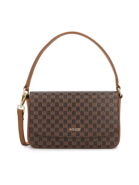 Torebka bagietka Kazar skórzana brązowa