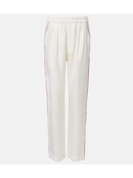 Pantaloni Tom Ford de mătase alb