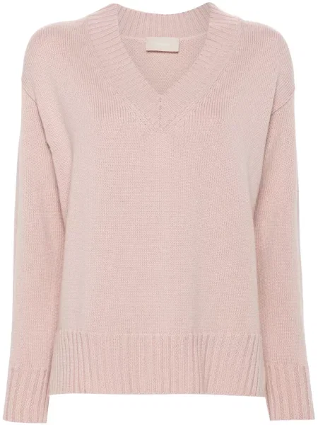 Pulover Drumohr cu decolteu în V lung roz
