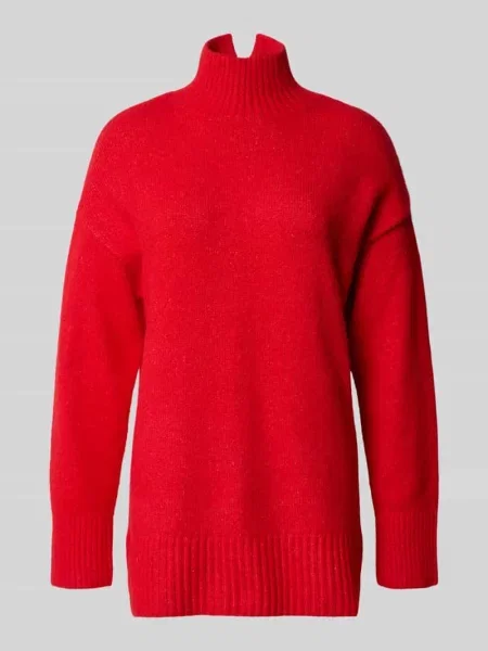 Sweter o kroju oversized z golfem i prążkowanymi wykończeniami model ‘Olma’ B.young czerwony