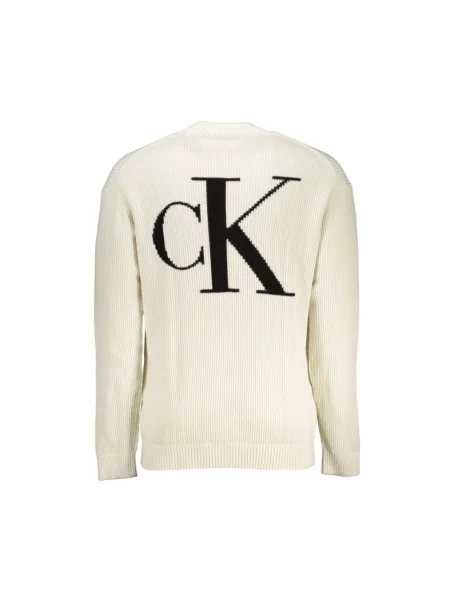 Sweter Calvin Klein z długim rękawem biały