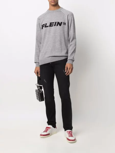 Raštuotas megztinis Philipp Plein pilka