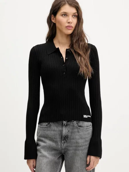 Tricou mânecă lungă Karl Lagerfeld Jeans negru