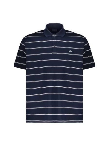 Koszulka polo Paul & Shark w paski z logo niebieska