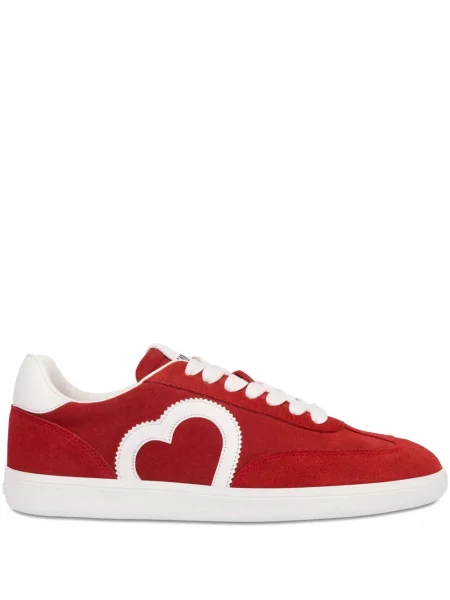 Sneakerși Love Moschino cu șireturi din dantelă roșu