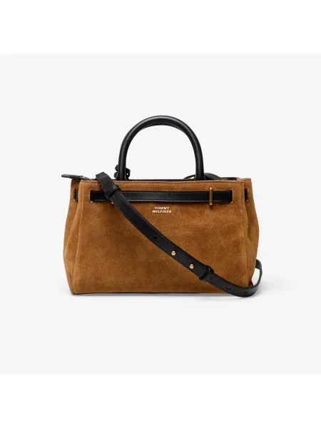 Tommy Hilfiger Τσάντα American Icon Mini Tote Suede Le Ανοιχτό καφέ