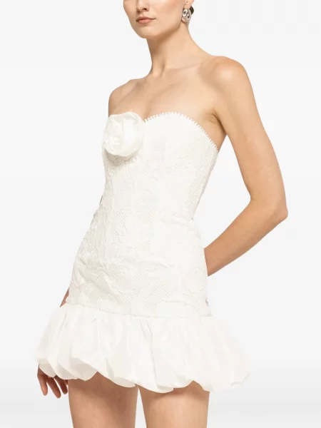 Rochie mini Nissa din dantelă fără bretele alb