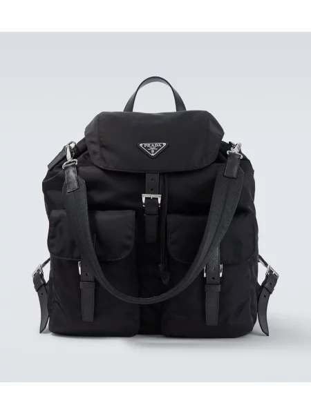 Usnjeni nahrbtnik Prada črna