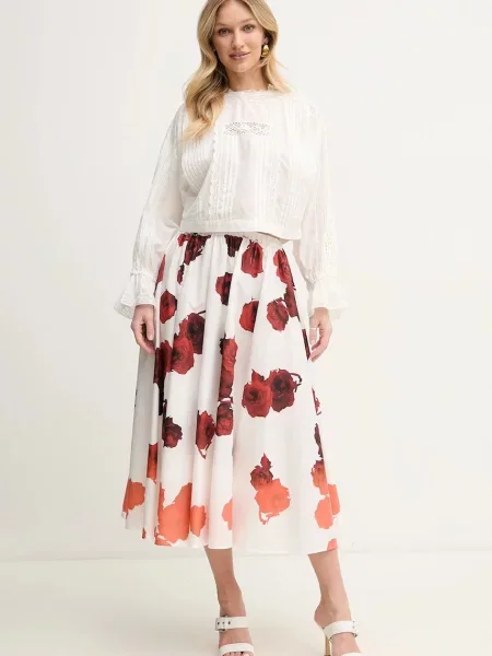 Fustă midi Liviana Conti până la genunchi alb