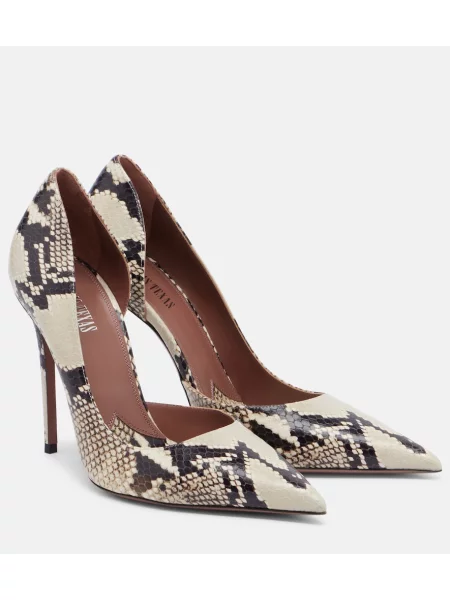 Pantofi cu toc Paris Texas din piele cu model piele de șarpe