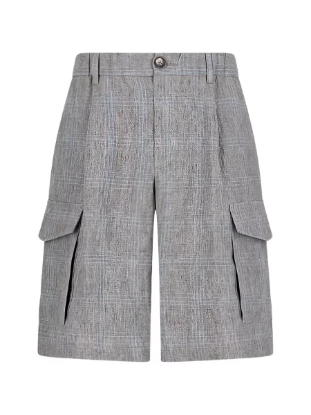 Pantaloni scurți cargo Herno în carouri gri