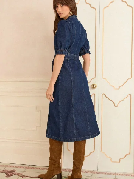 Love & roses Rochie tip bluză denim albastru