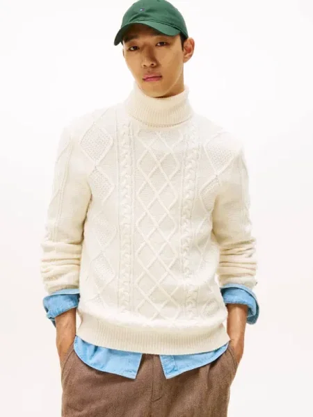 Pulover Tommy Hilfiger de lână bej