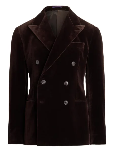 Blejzer Ralph Lauren Purple Label od samta dvoredan ljubičasta