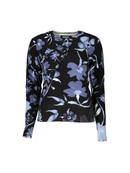 Długi sweter Desigual z długim rękawem elegancki czarny