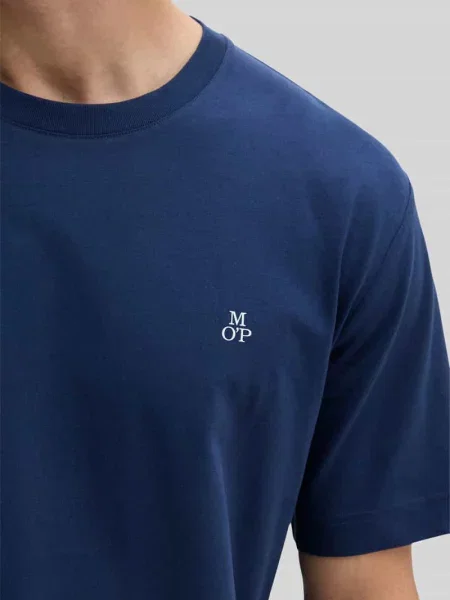 Krój regular fit t-shirt z czystej bawełny z nadruk z logo Marc O'polo granatowa