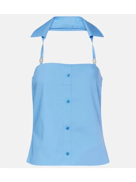 Top Coperni cu gât halter albastru