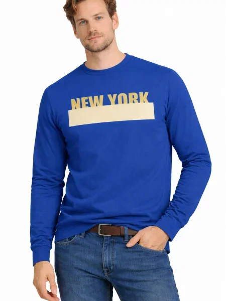 Пуловер Jumper с качулка синьо