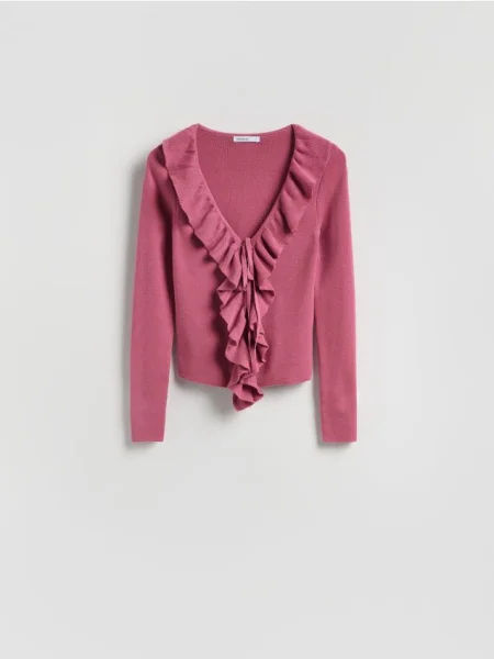 Reserved Pulover cu volan mov