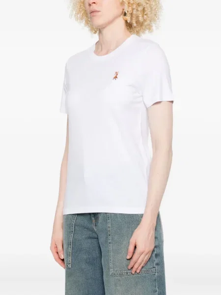 Tricou Maison Kitsune cu broderie alb