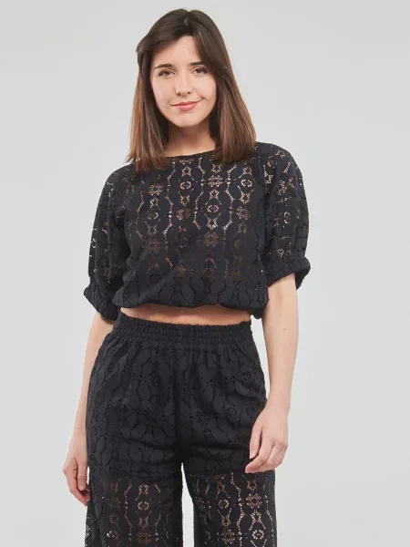 Top Desigual s čipkom crna