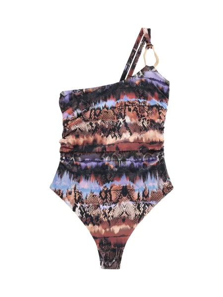 Next Costum de baie întreg azuriu / maro / maro deschis negru
