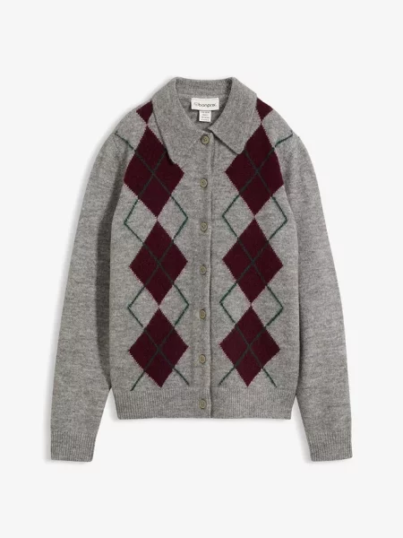 Sweter rozpinany z kołnierzykiem polo szara