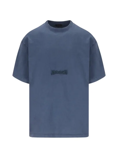 Tricou Balenciaga cu broderie albastru