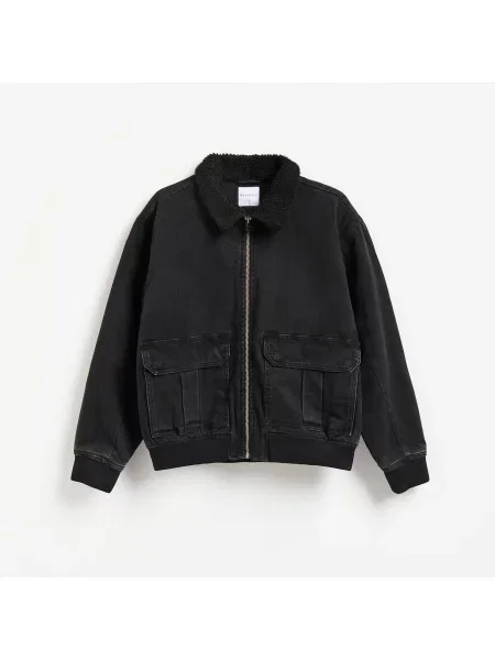 Reserved Džínová bunda bomber šedá