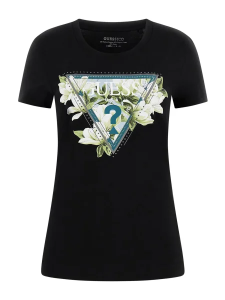 GUESS Majica CAMELIA ecru / petrol / svetlo zelena črna