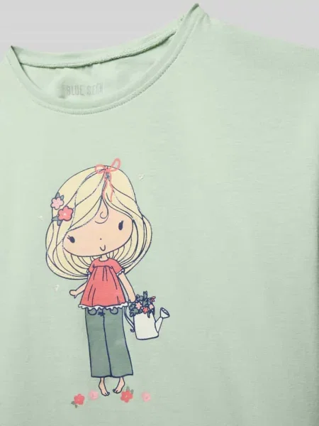 T-shirt z okrągłym dekoltem i nadrukiem z motywem Blue Seven miętowa