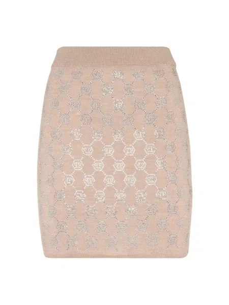 Mała mały spódnica mini Philipp Plein wełniana beżowa