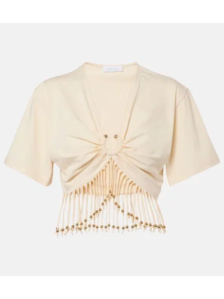 Top Rabanne din jerseu alb