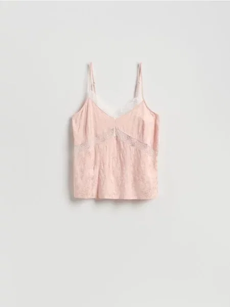 Reserved Top cu dantelă roz-pastel roz