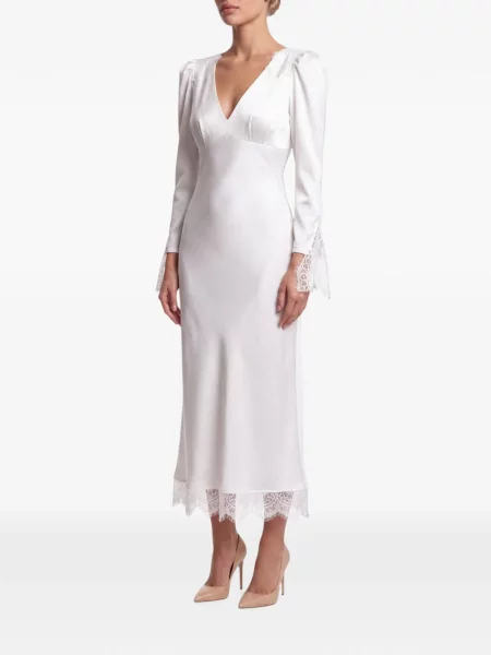 Rochie midi Post Meridiem din dantelă alb