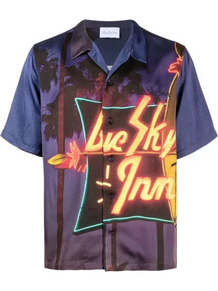 Къс риза Blue Sky Inn с принт синьо