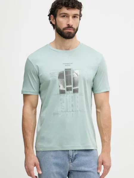 BOSS Green t-shirt BOSS X PORSCHE zielona