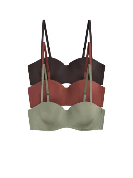 The Set Sutien kaki / roșu burgundy negru